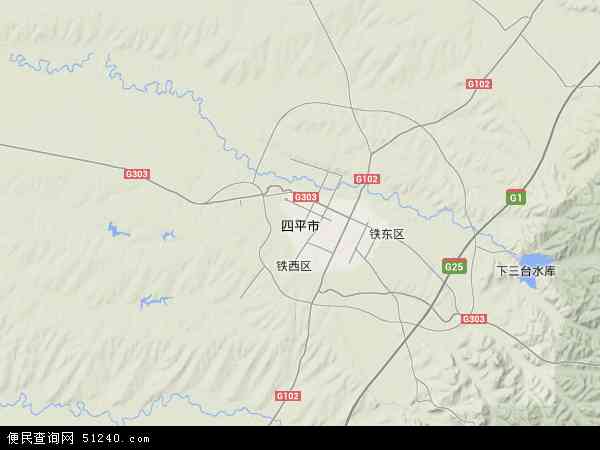 中国吉林省四平市地图(卫星地图)图片