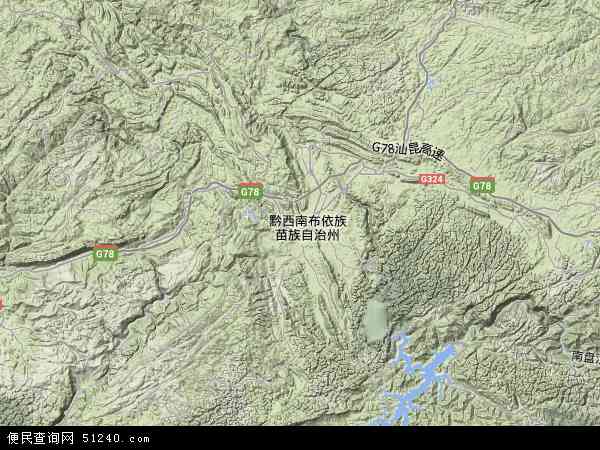 中国贵州省黔西南布依族苗族自治州兴义市地图(卫星地图)图片