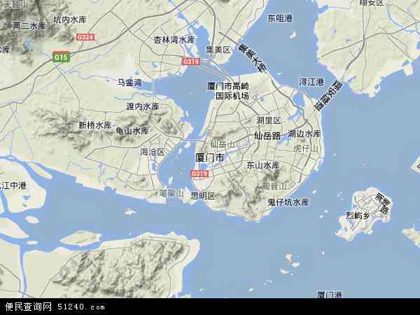 中国福建省厦门市地图(卫星地图)图片