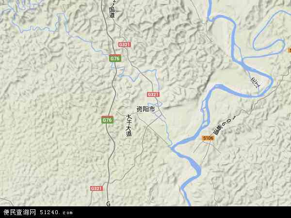 中国四川省资阳市地图(卫星地图)