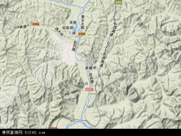 中国河北省承德市地图(卫星地图)