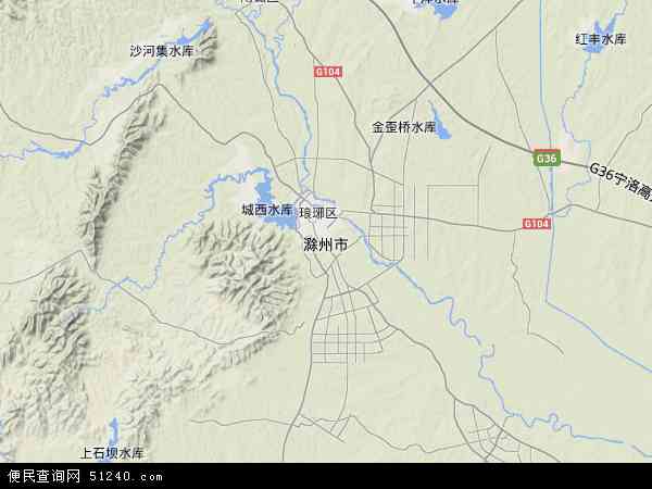 中国安徽省滁州市地图(卫星地图)图片