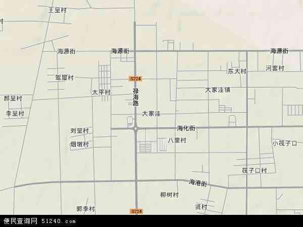 中国山东省潍坊市寒亭区大家洼地图(卫星地图)图片
