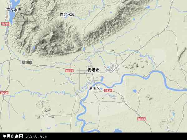 中国广西壮族自治区贵港市地图(卫星地图)
