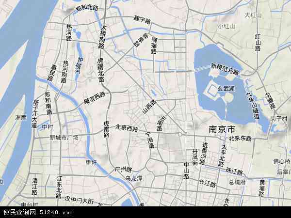 中国江苏省南京市鼓楼区地图(卫星地图)