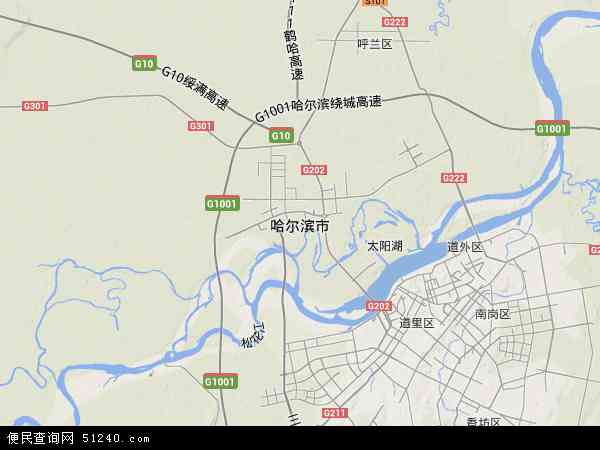 中国黑龙江省哈尔滨市地图(卫星地图)图片