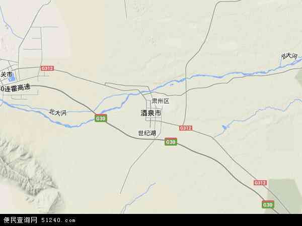 中国甘肃省酒泉市地图(卫星地图)图片