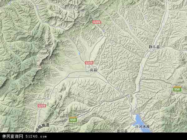 中国山西省吕梁市岚县地图(卫星地图)图片