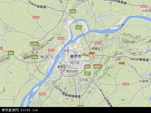 中国江苏省南京市地图(卫星地图)