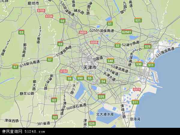 中国天津市地图(卫星地图)