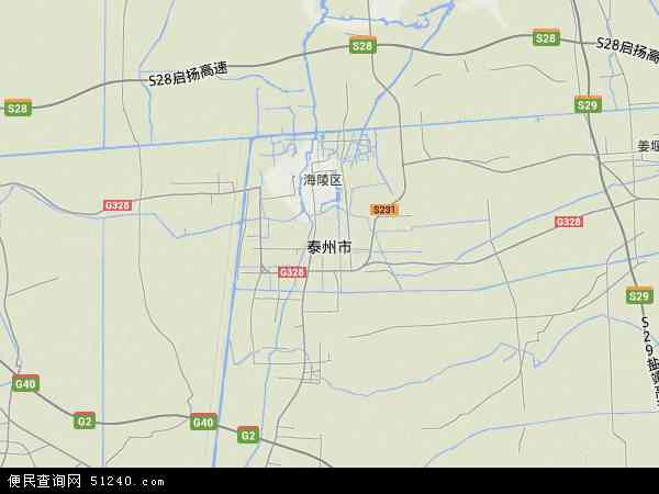 中国江苏省泰州市地图(卫星地图)图片
