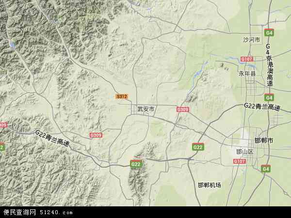 中国河北省邯郸市武安市地图(卫星地图)图片