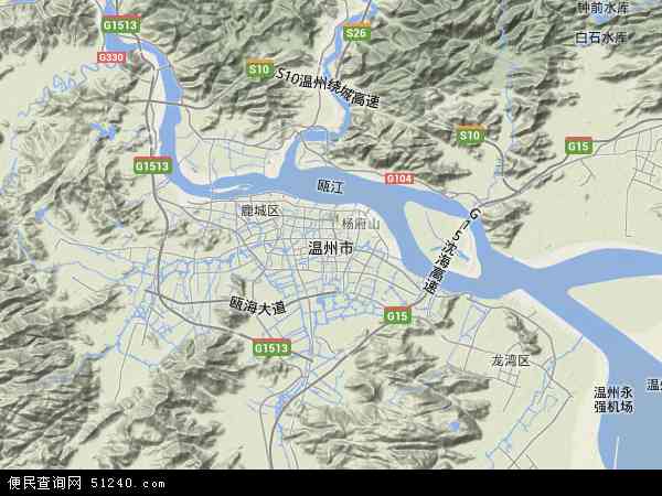 中国浙江省温州市地图(卫星地图)图片