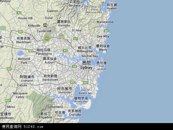 澳大利亚新南威尔士悉尼地图(卫星地图)图片