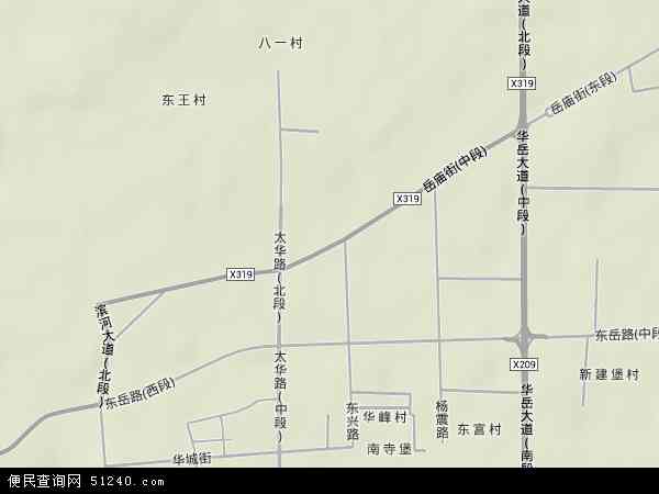 中国陕西省渭南市华阴市岳庙地图(卫星地图)图片