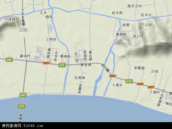 中国浙江省台州市椒江区章安地图(卫星地图)图片