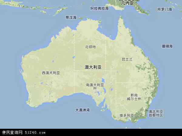 澳大利亚地图(卫星地图)图片