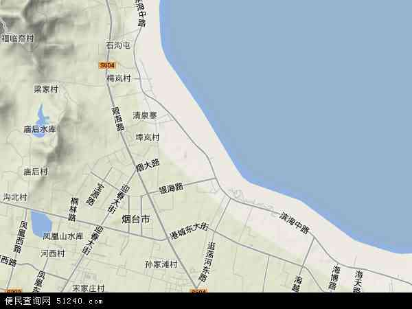 中国山东省烟台市莱山区滨海路地图(卫星地图