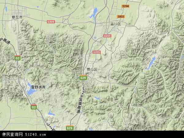 中国山东省淄博市博山区地图(卫星地图)图片