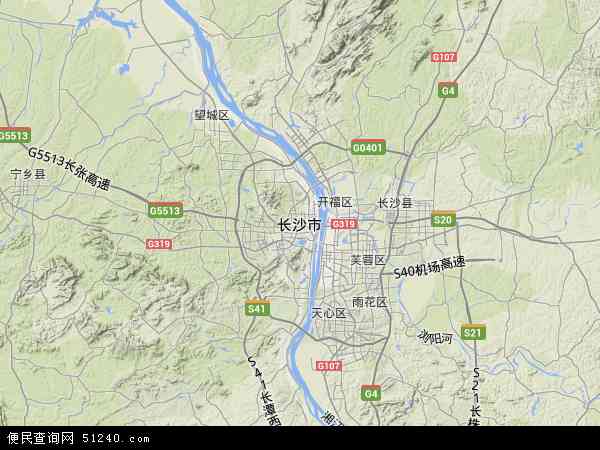 中国湖南省长沙市地图(卫星地图)图片