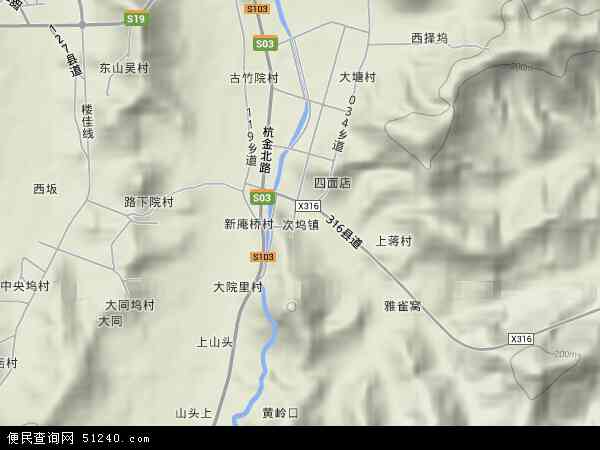 中国浙江省绍兴市诸暨市次坞镇地图(卫星地图)图片