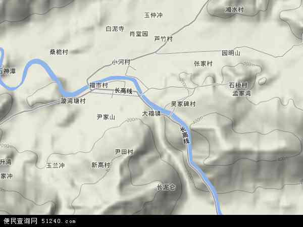 中国湖南省益阳市安化县大福镇地图(卫星地图)