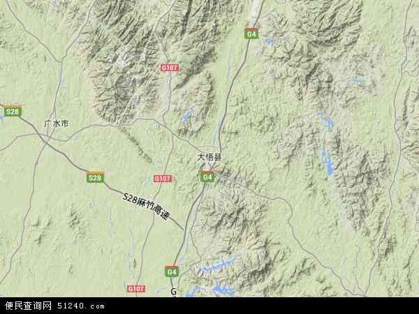 中国湖北省孝感市大悟县地图(卫星地图)图片