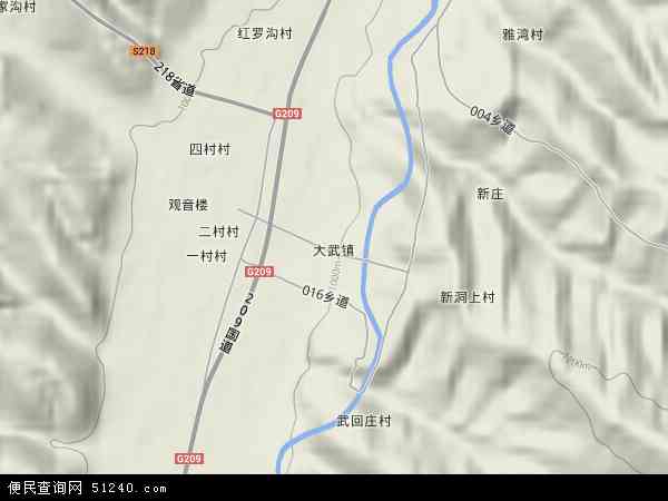 中国山西省吕梁市方山县大武镇地图(卫星地图)图片