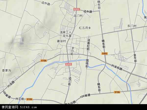 中国辽宁省沈阳市法库县法库镇地图(卫星地图)