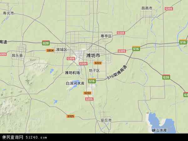 中国山东省潍坊市坊子区地图(卫星地图)图片
