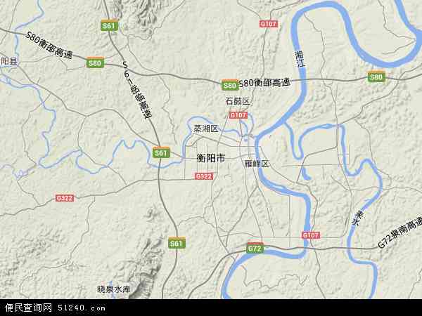 中国湖南省衡阳市地图(卫星地图)图片