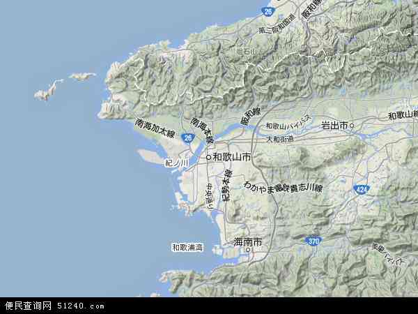 日本和歌山地图(卫星地图)