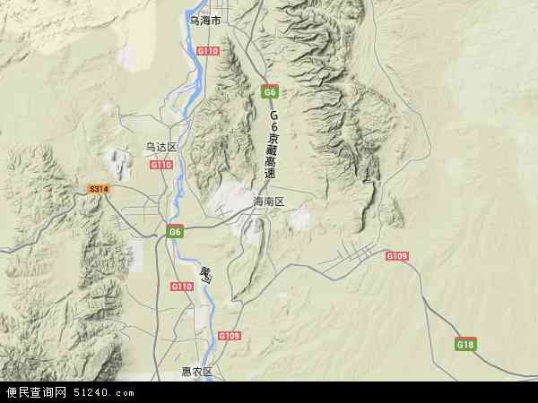 中国内蒙古自治区乌海市海南区地图(卫星地图图片