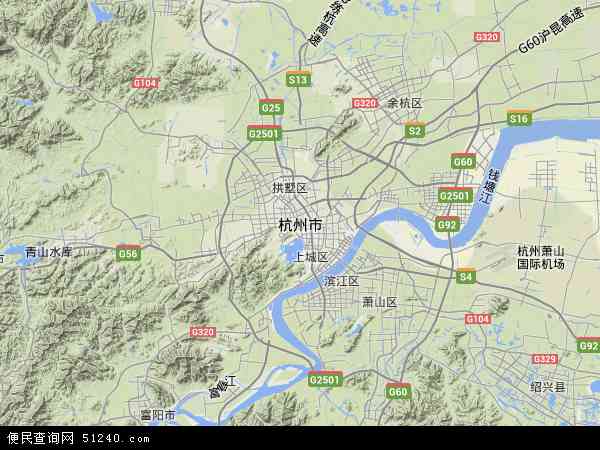 杭州市地形图 杭州市地形图高清版 2020年杭州市地形图