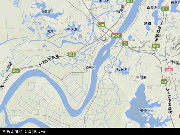 中国湖北省武汉市汉南区地图(卫星地图)图片