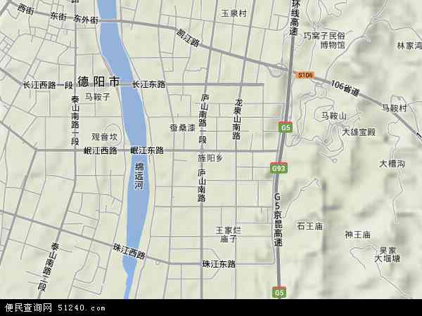 中国四川省德阳市旌阳区旌阳地图(卫星地图)图片