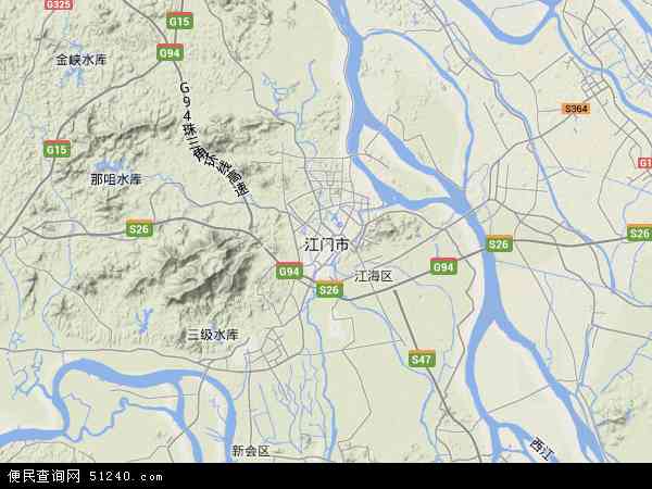 中国广东省江门市地图(卫星地图)
