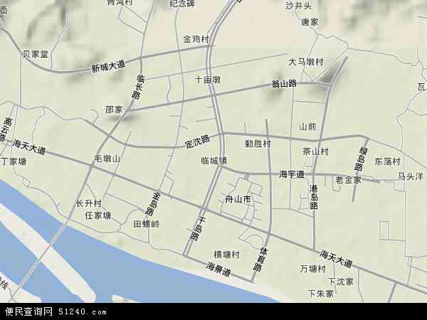中国浙江省舟山市定海区临城地图(卫星地图)图片