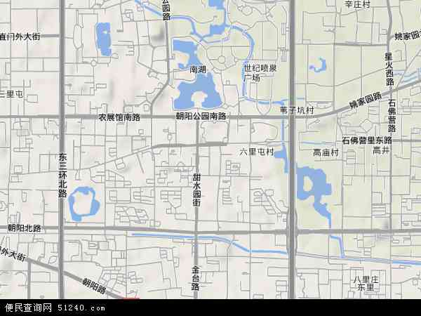 中国北京市朝阳区六里屯地图(卫星地图)