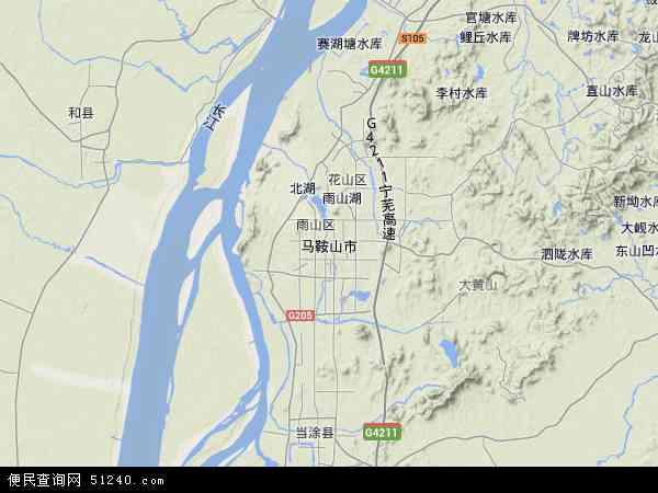 中国安徽省马鞍山市地图(卫星地图)图片