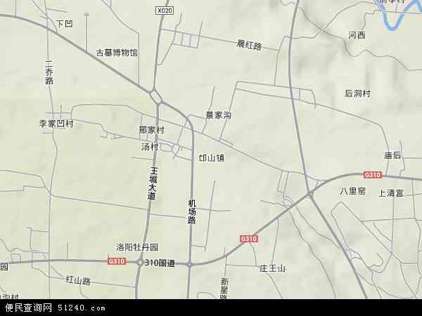 中国河南省洛阳市老城区邙山地图(卫星地图)图片