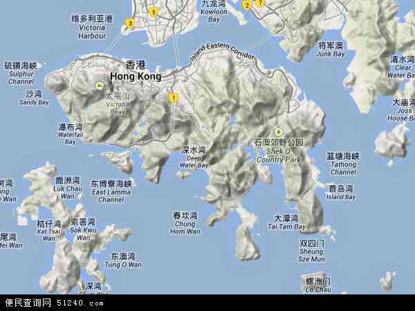 中国香港南区地图(卫星地图)