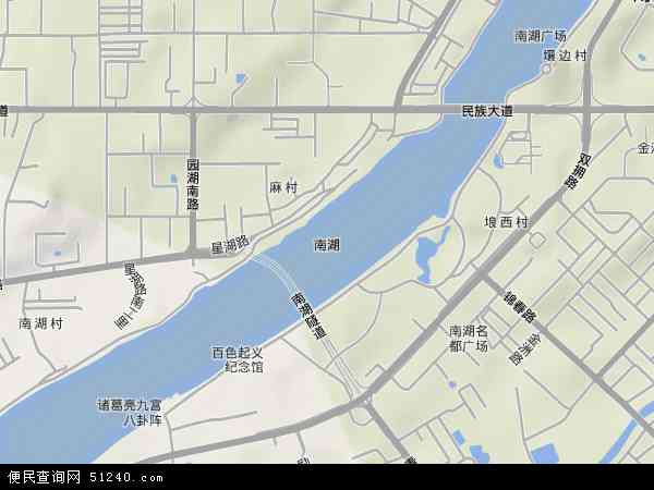 中国广西壮族自治区南宁市青秀区南湖地图(卫星地图)