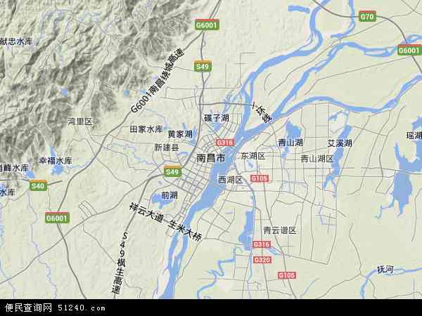 中国江西省南昌市地图(卫星地图)