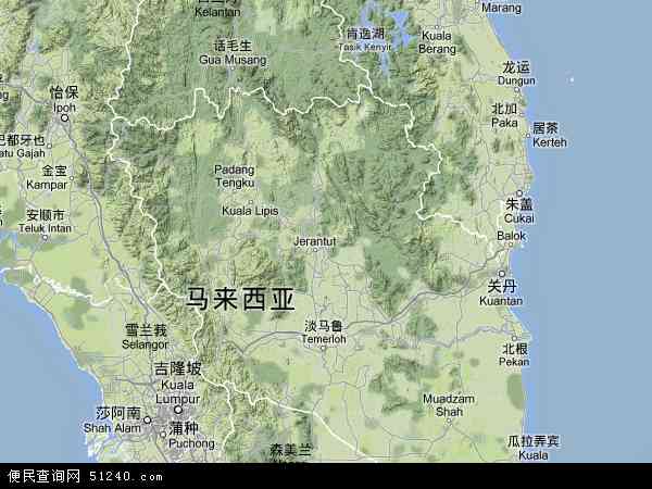 马来西亚彭亨地图(卫星地图)图片