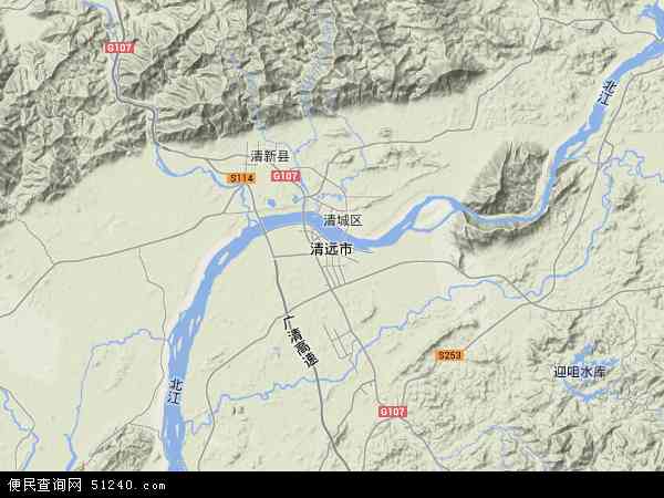 中国广东省清远市地图(卫星地图)