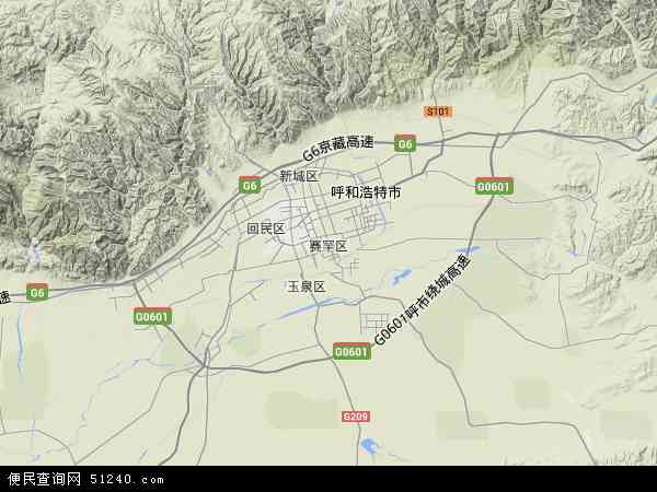 中国内蒙古自治区呼和浩特市赛罕区地图(卫星地图)图片