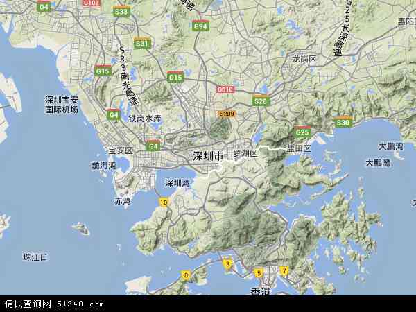 中国广东省深圳市地图(卫星地图)