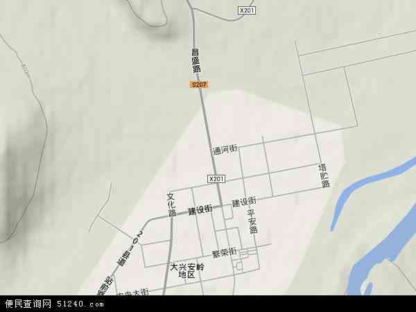 中国黑龙江省大兴安岭地区塔河县塔河镇地图(卫星地图)图片