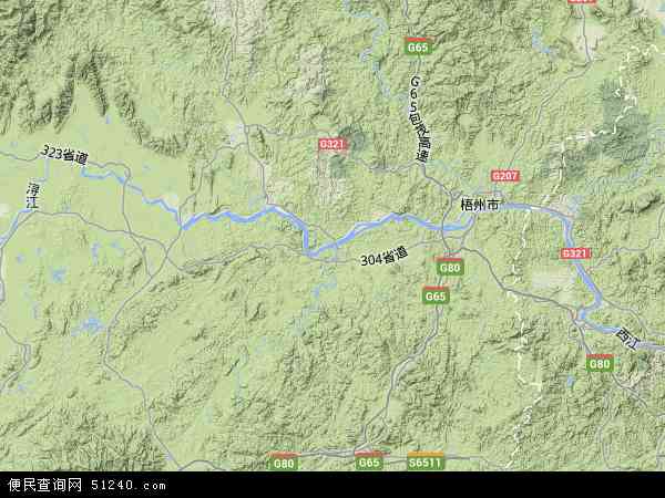 中国广西壮族自治区梧州市藤县地图(卫星地图)图片